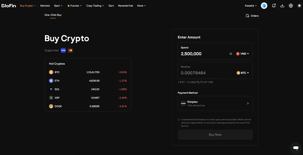 3. BloFin - Best No KYC Exchange in Vietnam