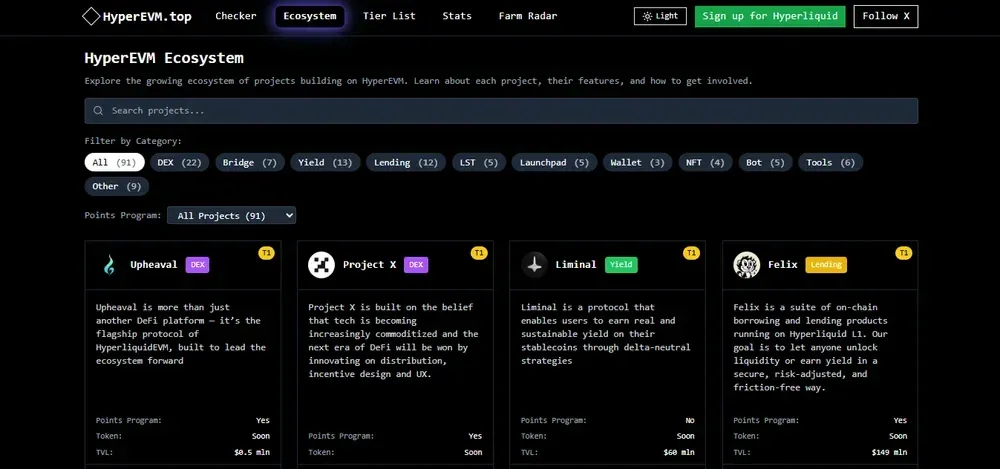 HyperEVM Ecosystem Aggregator