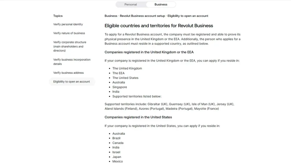 Asistencia para cuentas empresariales de Revolut