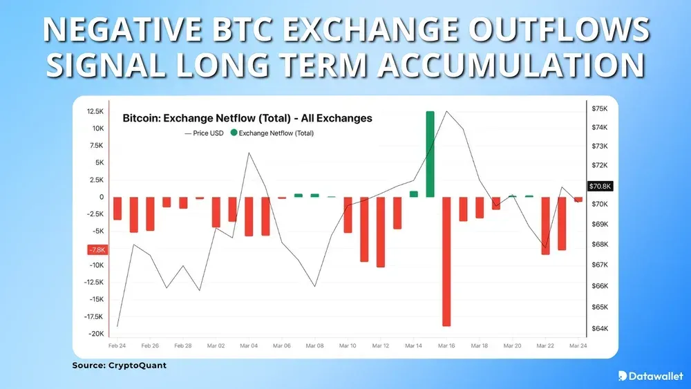 Negative Bitcoin Exchange Outflows Signal Long Term Accumulation