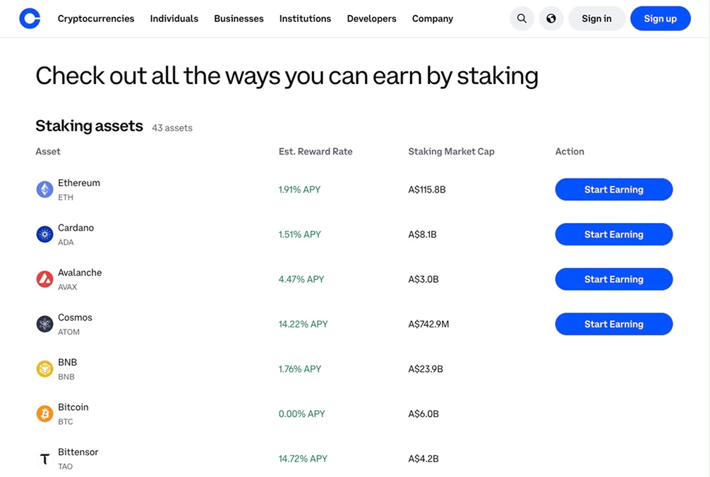 Staking en Coinbase .