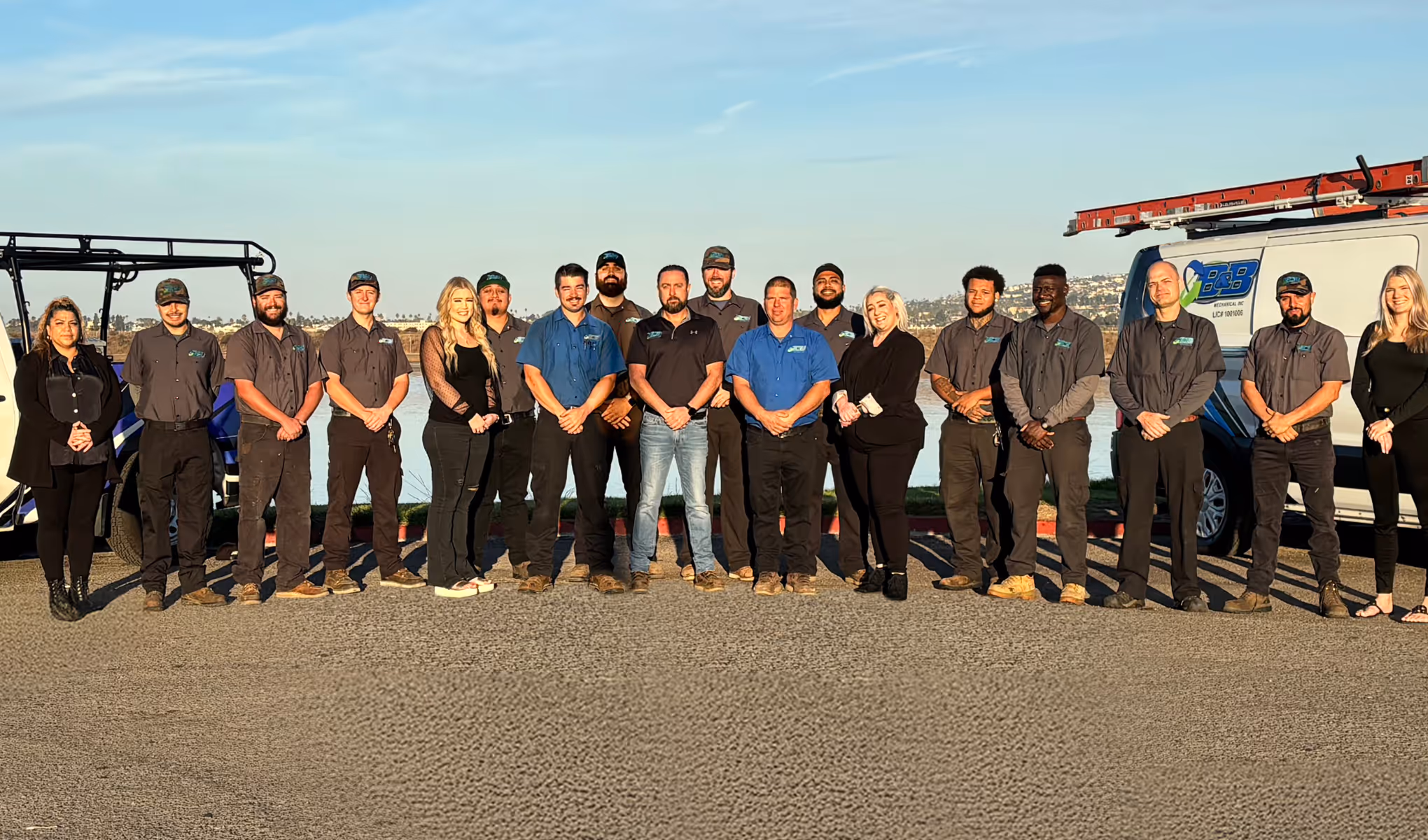 team member and service van