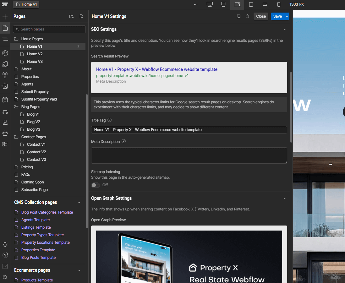 SEO - Property X Webflow Template