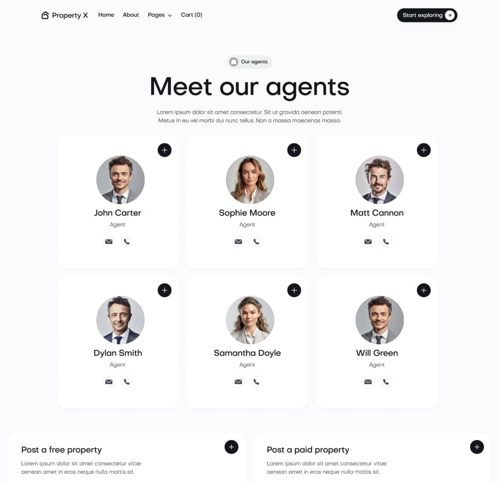 Property X - Agents Page - Real Estate Webflow Template
