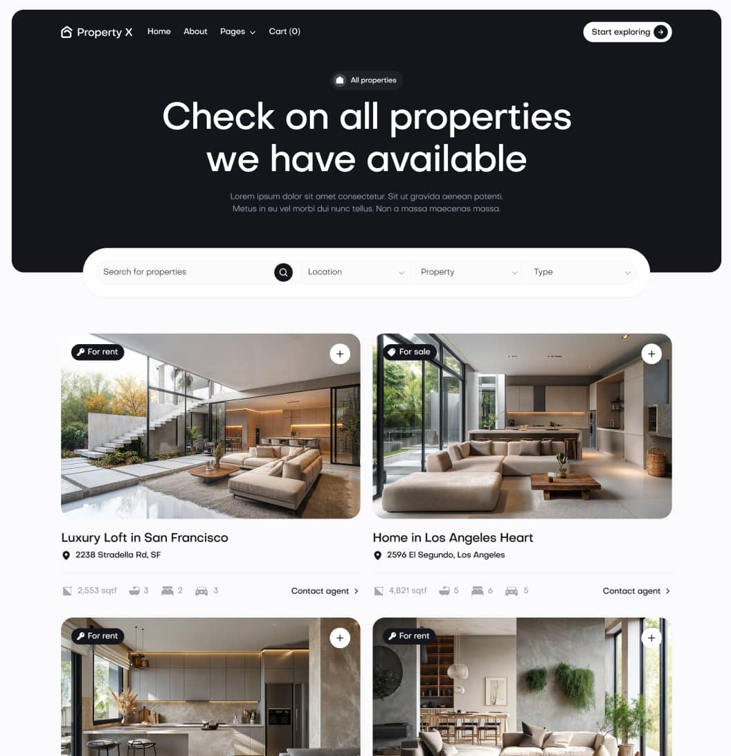 Property X - Properties Page - Real Estate Webflow Template