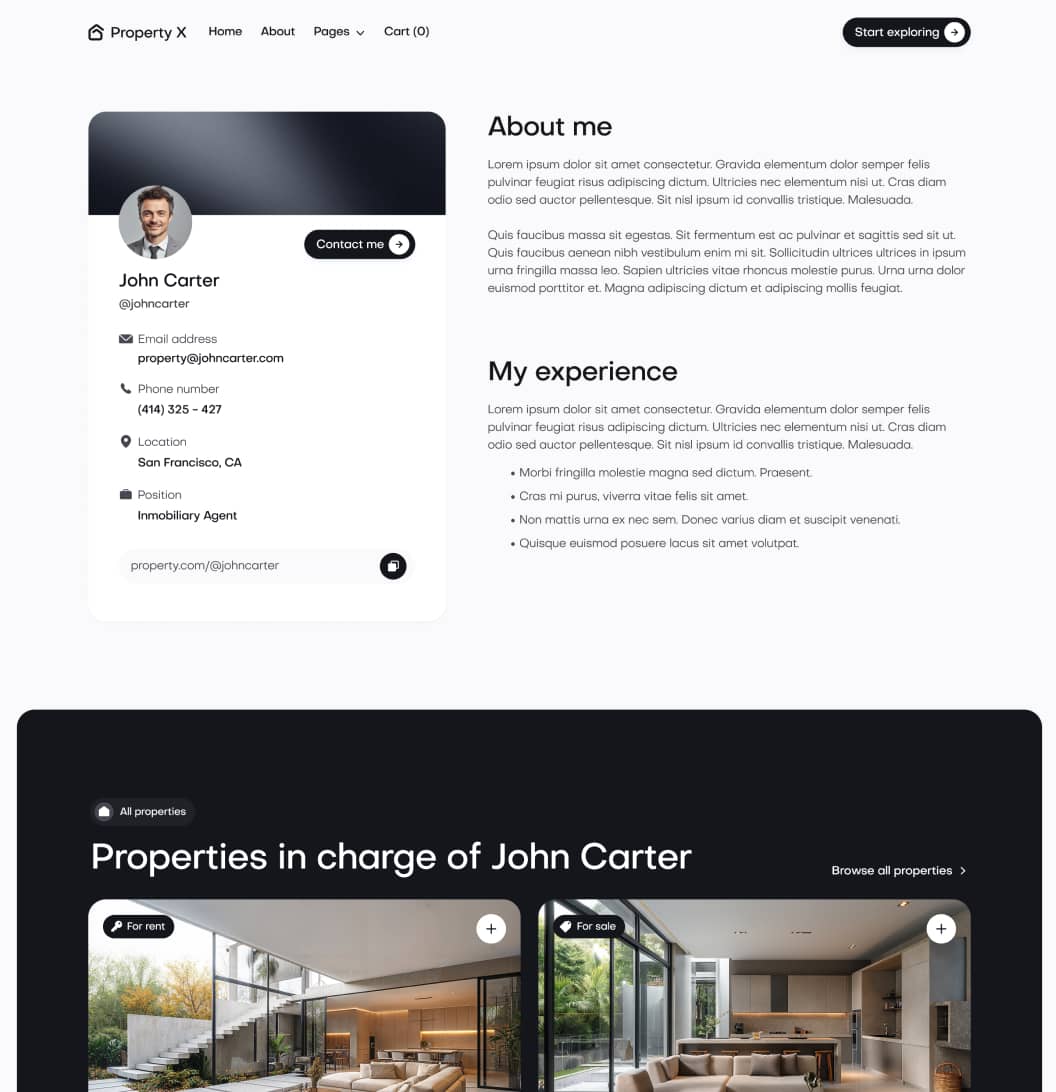 Property X - Agent Single Page - Real Estate Webflow Template