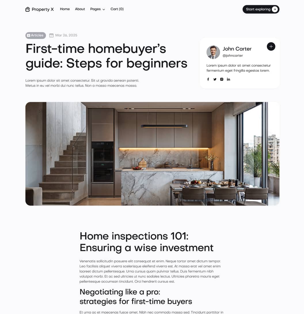 Property X - Blog Post Page - Real Estate Webflow Template
