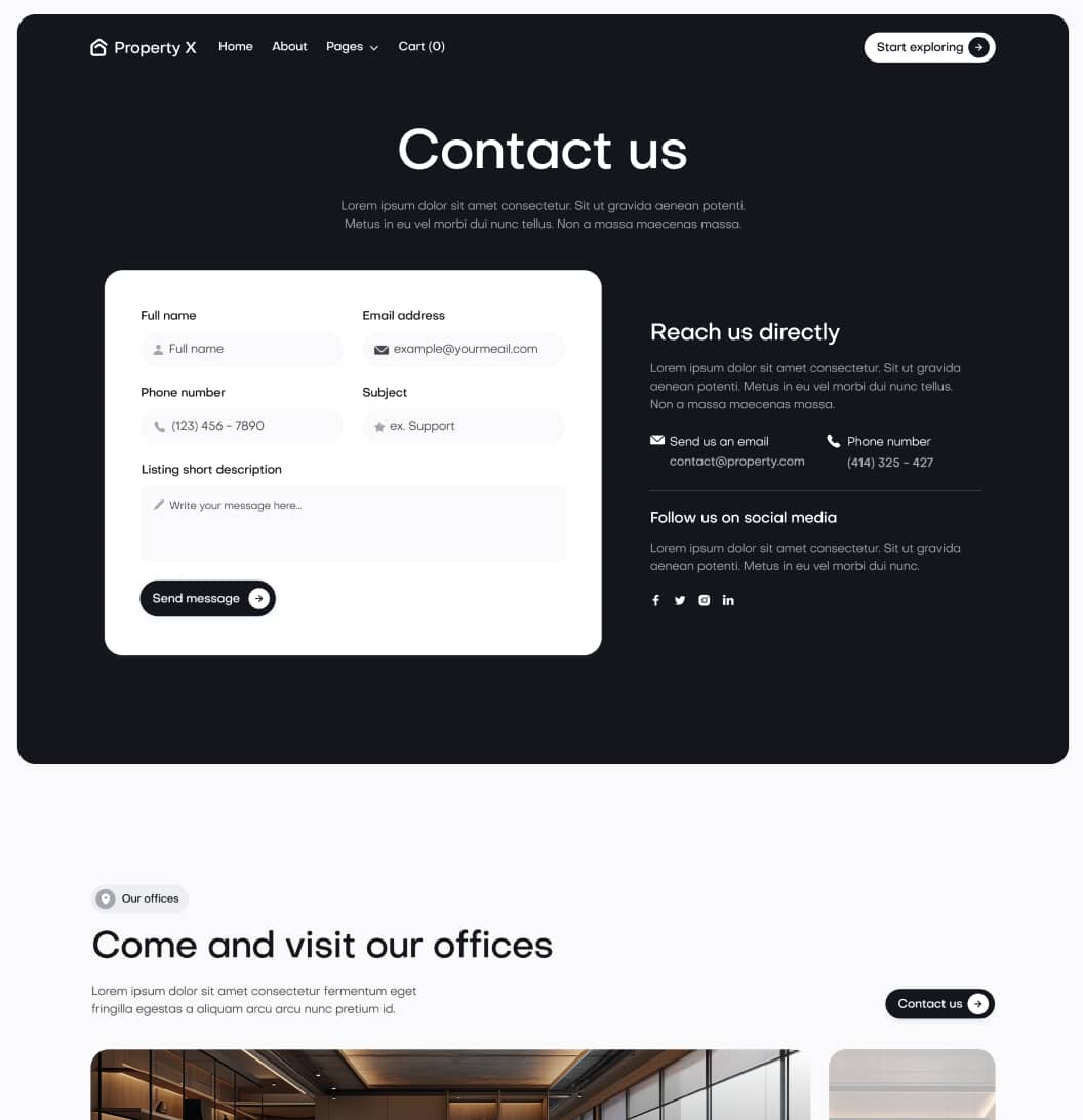 Property X - Contact V1 Page - Real Estate Webflow Template