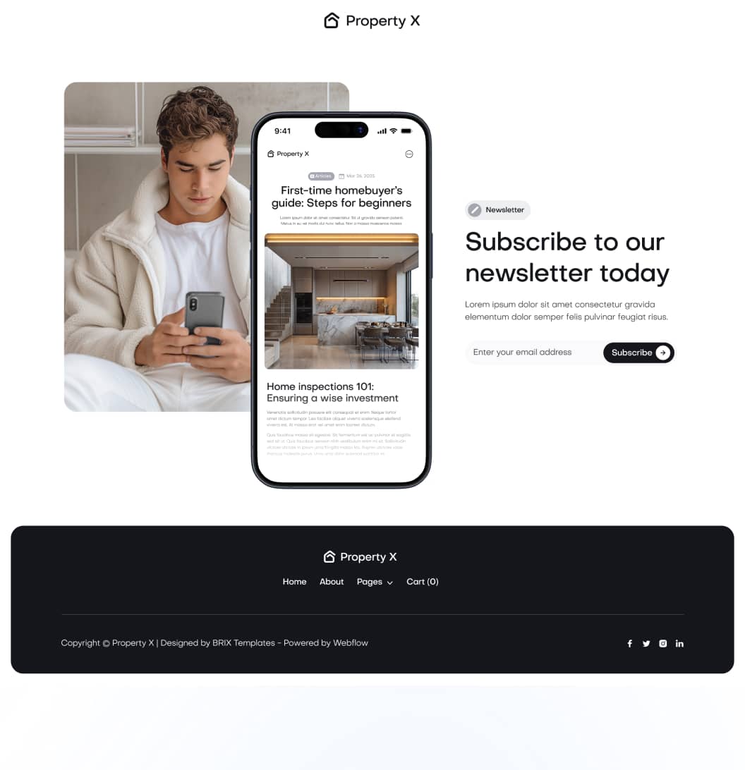 Property X - Newsletter Page - Real Estate Webflow Template