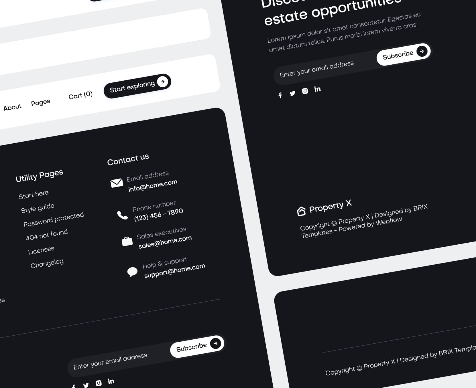 Property X - Headers and Footers - Real Estate Webflow Template