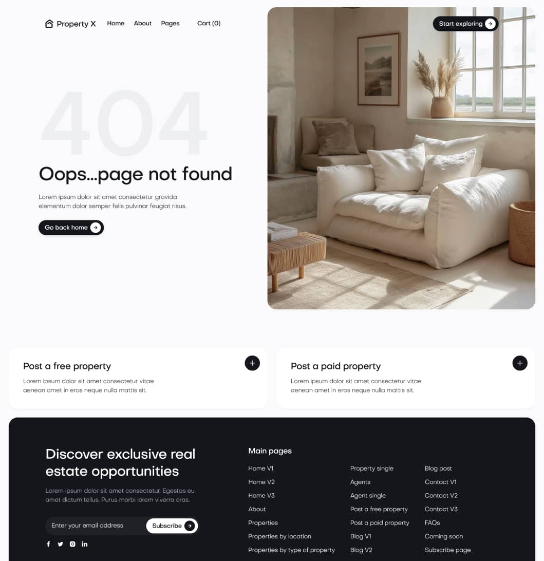 Property X - Not Found Page - Real Estate Webflow Template