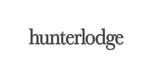 Hunterlodge logo with the text 'hunterlodge' in lowercase serif font.