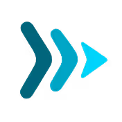 Three right-pointing arrows in a gradient of blue shades, from dark to light.