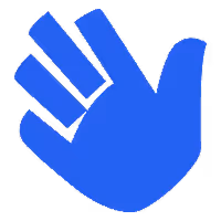 Blue hand icon with fingers spread apart.