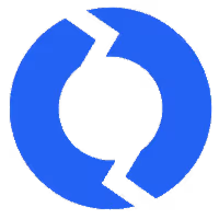 Blue circular icon with two curved arrows pointing towards each other to form a circle.