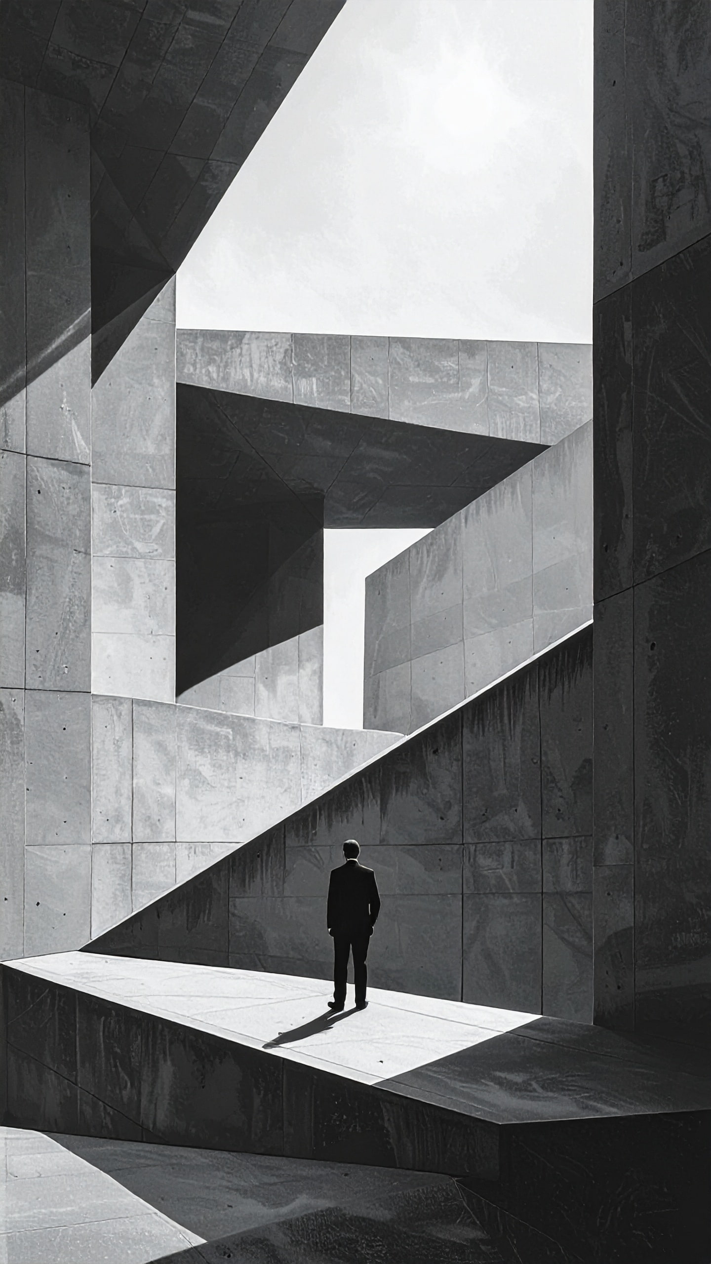 Ein Mann irrt durch ein Labyrinth.