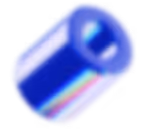 Blue translucent cylinder with a hollow center and rainbow reflections.