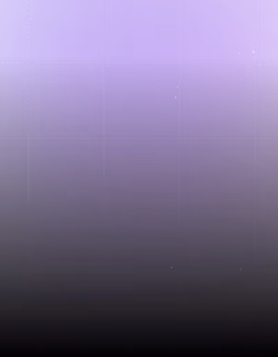 Gradient background transitioning from purple at the top to black at the bottom with faint grid lines and small scattered white specks resembling stars.