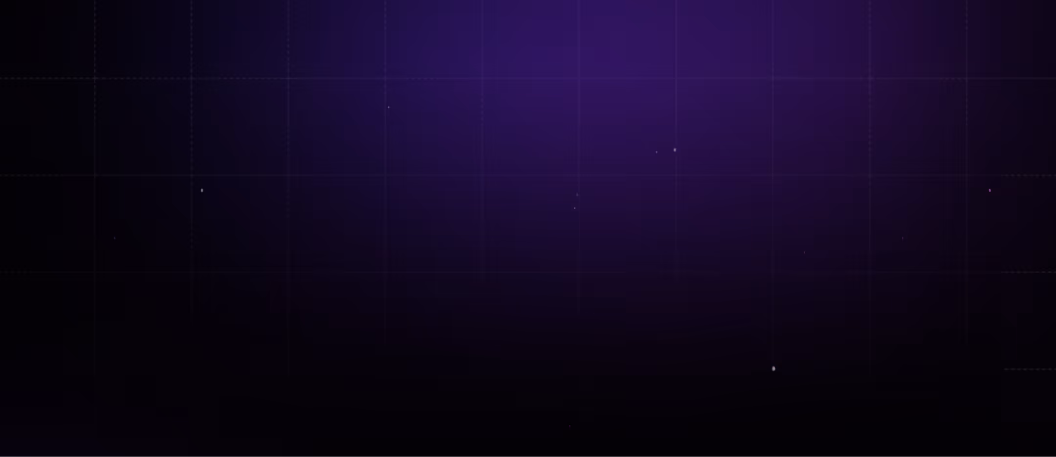Dark purple gradient background with faint grid lines and small scattered white dots resembling stars.