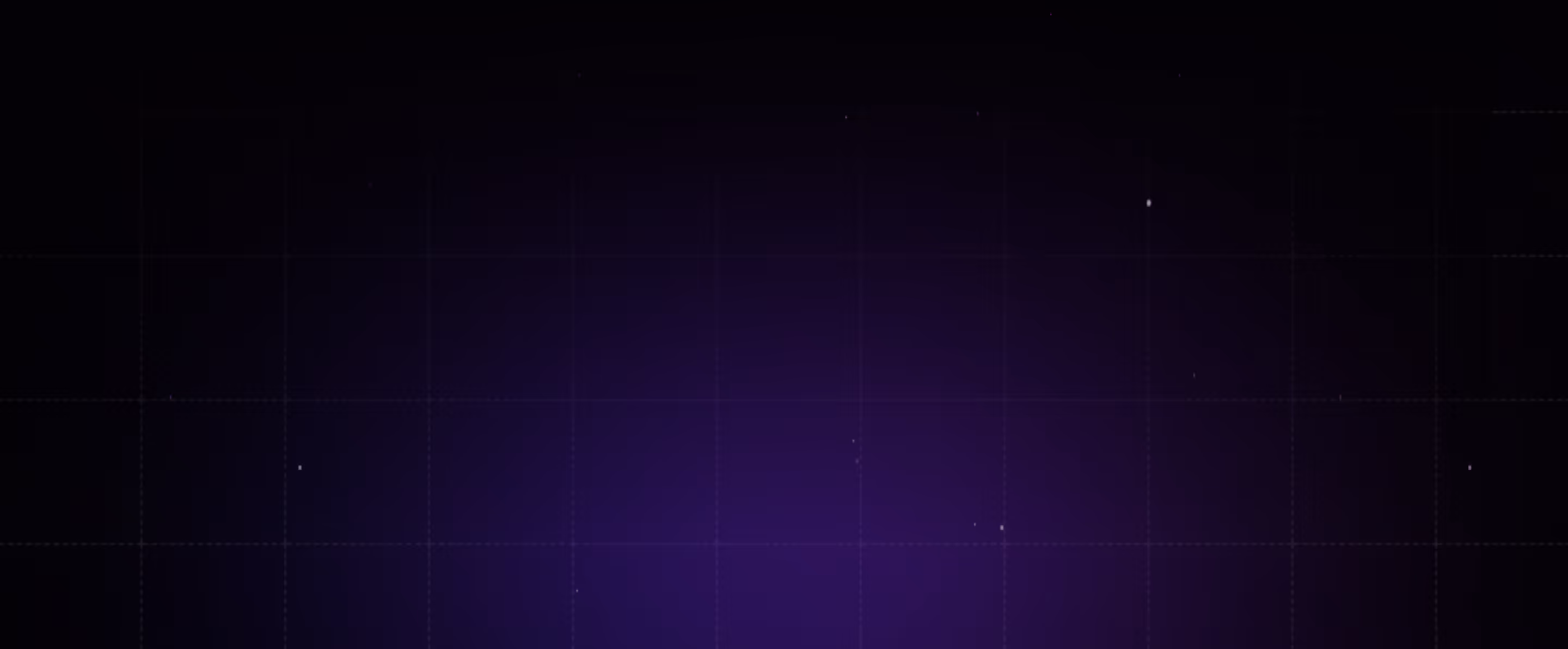 Dark purple gradient background with a subtle grid pattern and scattered small light spots.