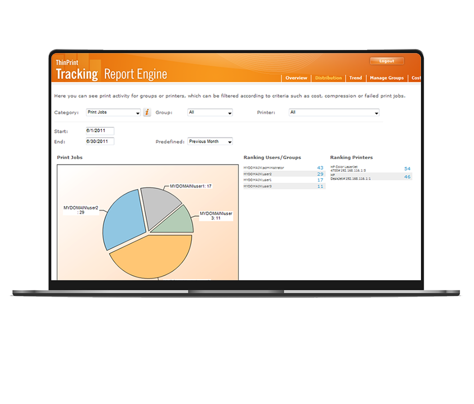 Print cost management and transparency thanks to tracking and reporting tools