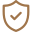 Orange shield icon with a checkmark indicating security or protection.