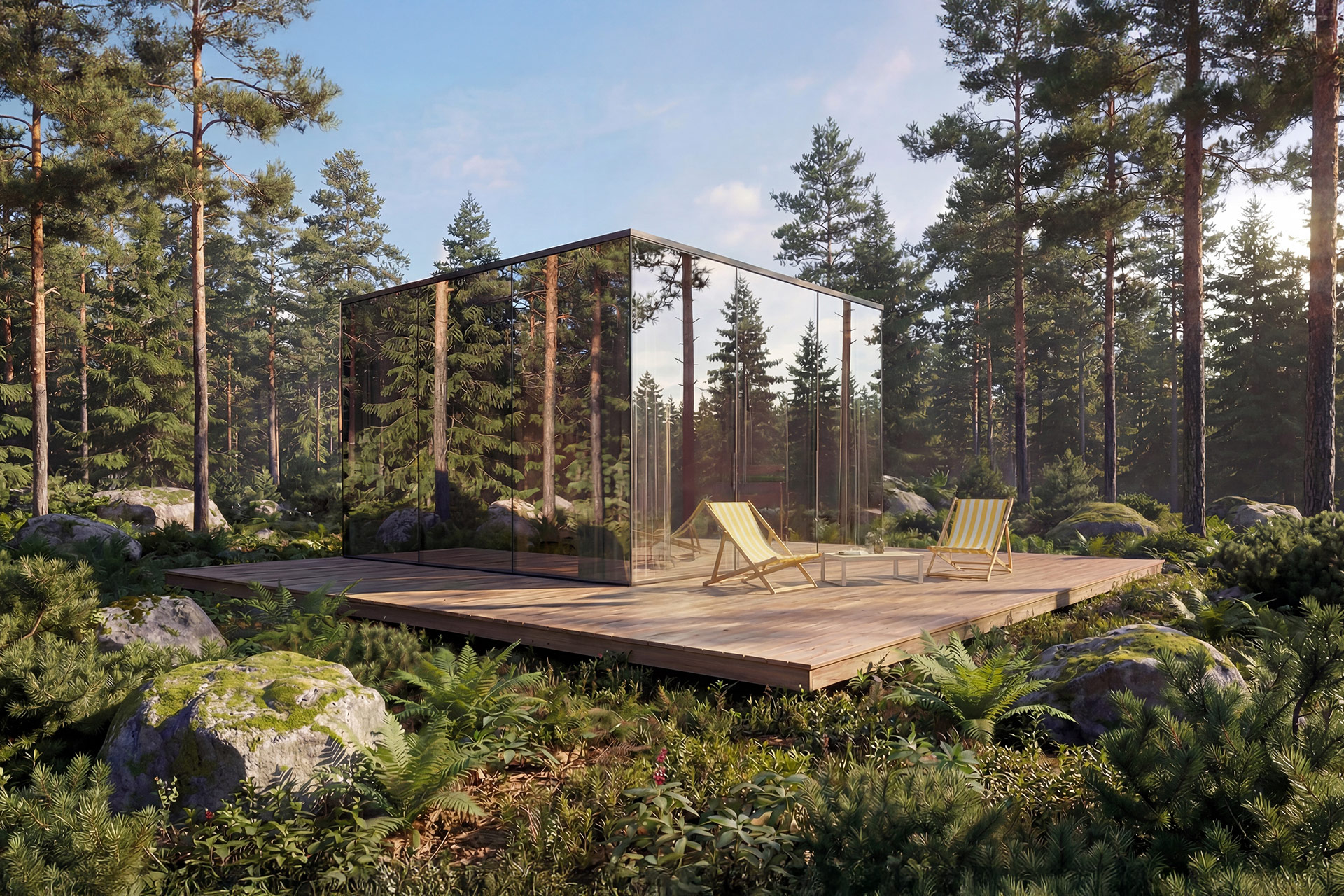 Miroir Ööd, hébergement design qui se fond dans le paysage à Bonjour Sauvage