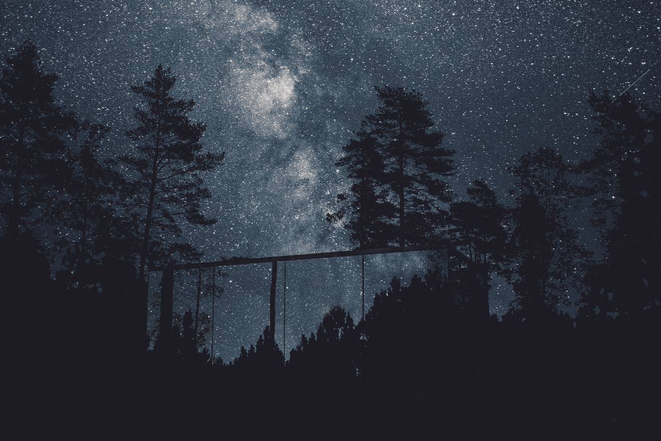 Nachtblick auf den Landes-Wald vom Miroir Ööd in Seignosse