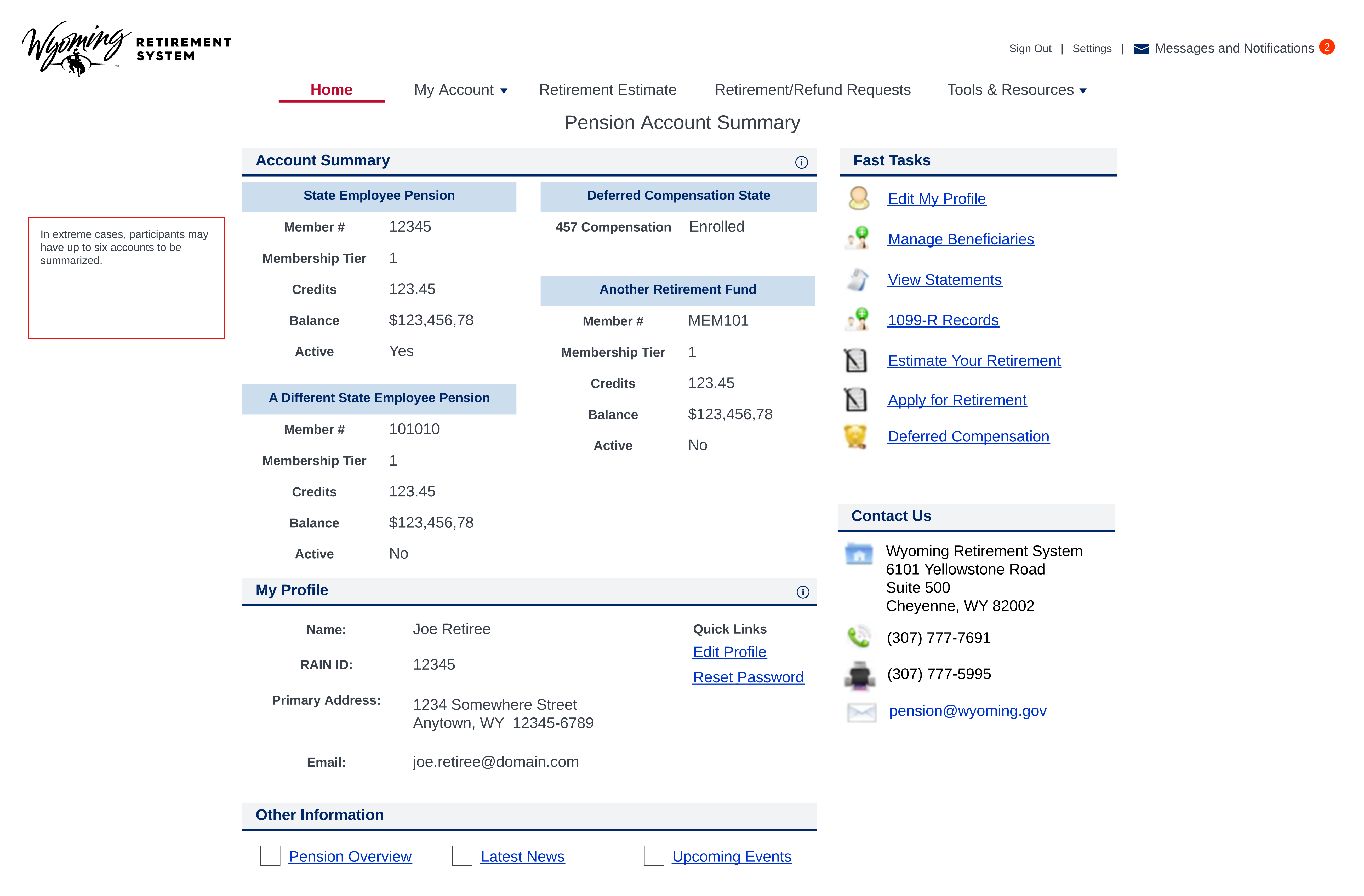 Participarnt portal layout and design with annotations for the development team