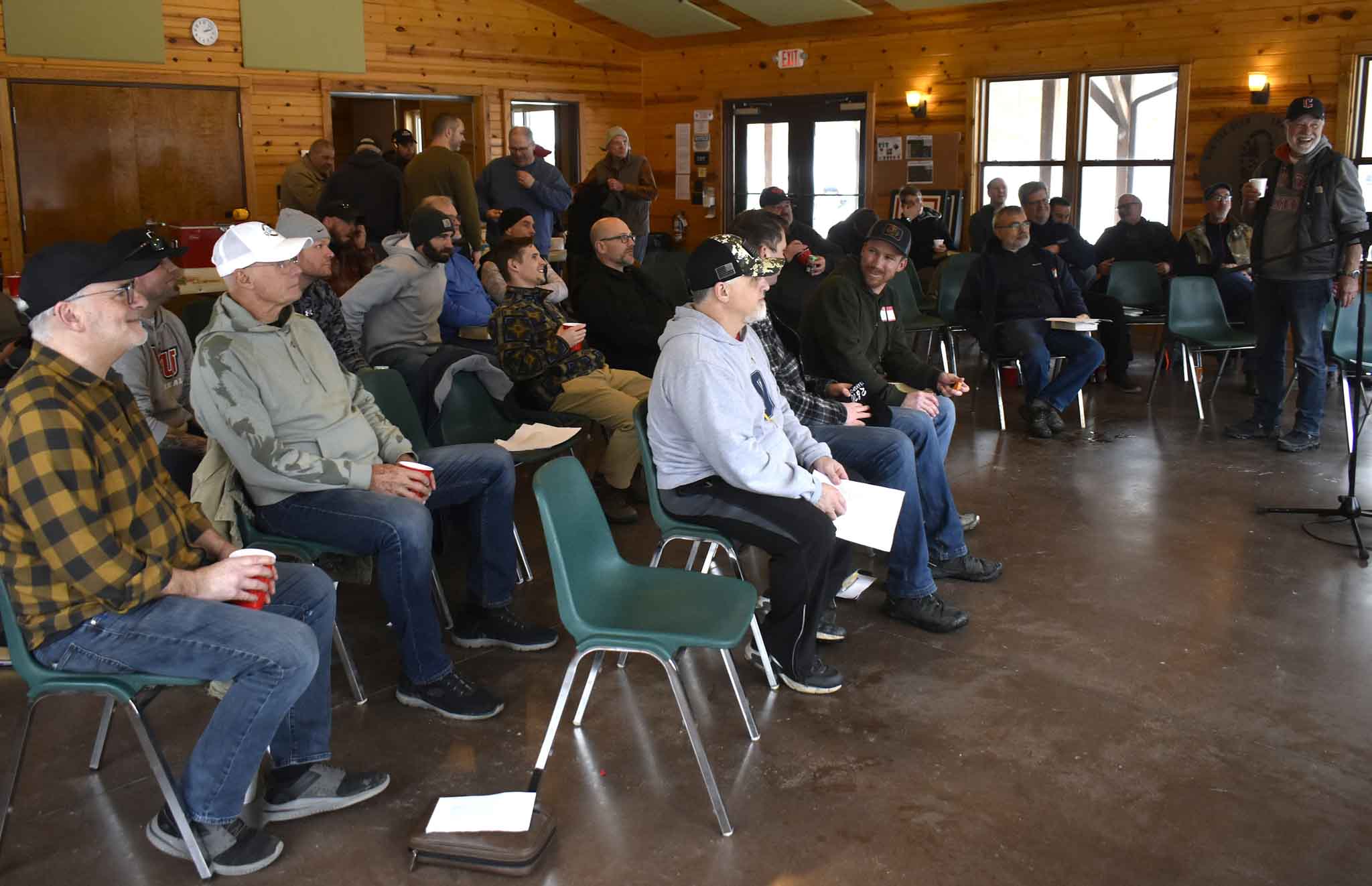 Men listening to speaker during Evermore Community Church Men’s Ministry event in Hartville, Ohio, focused on faith and discipleship.