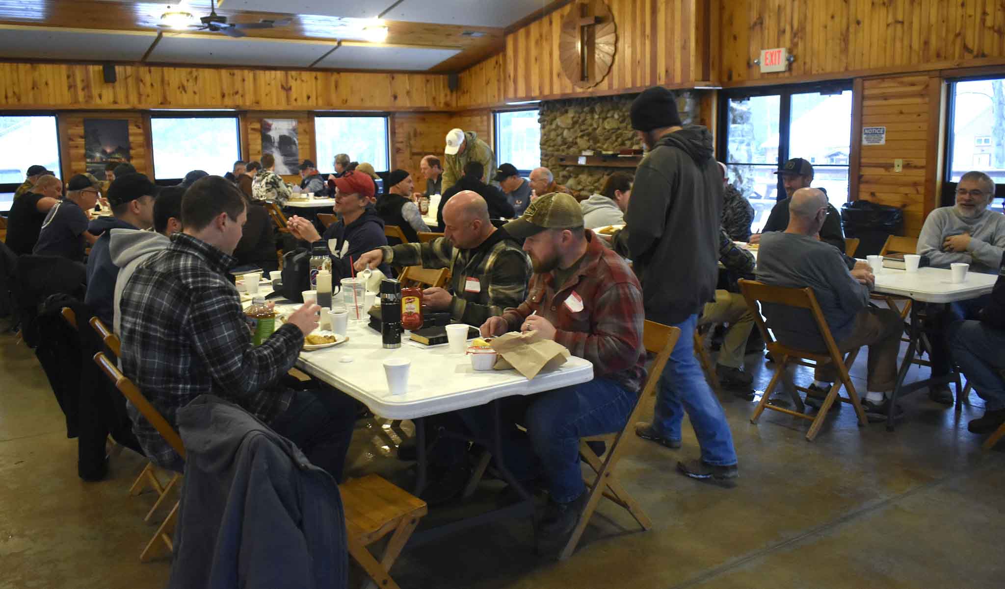 Men’s Ministry breakfast gathering at Evermore Community Church in Hartville, Ohio, building Christian brotherhood through food and fellowship.