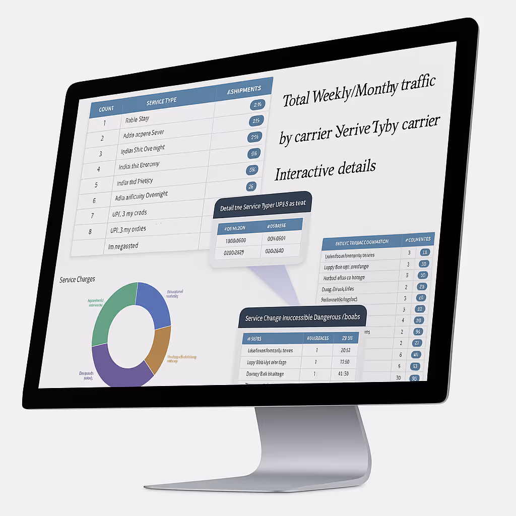 Interactive shipping report transparency for all expense category