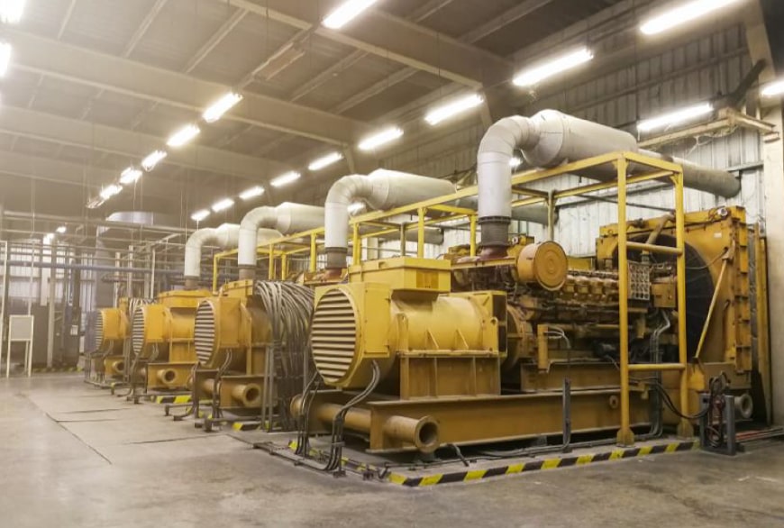 Industrial power generators inside a facility