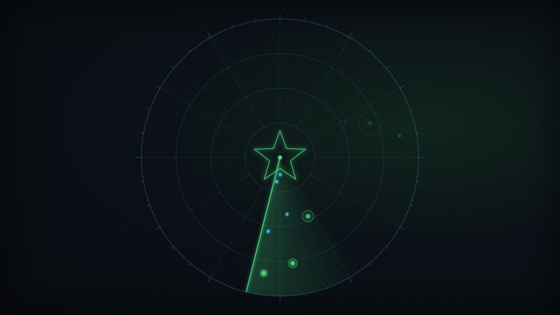Radar scan with a federal star for public sector sales and marketing