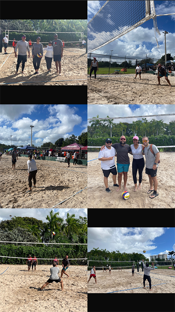Multiples fotos de compañeros del Departamento de la Vivienda que participaron en el torneo de voleibol.