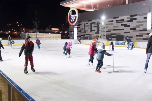 Ice Skating in front of Cerny Most Shopping Center