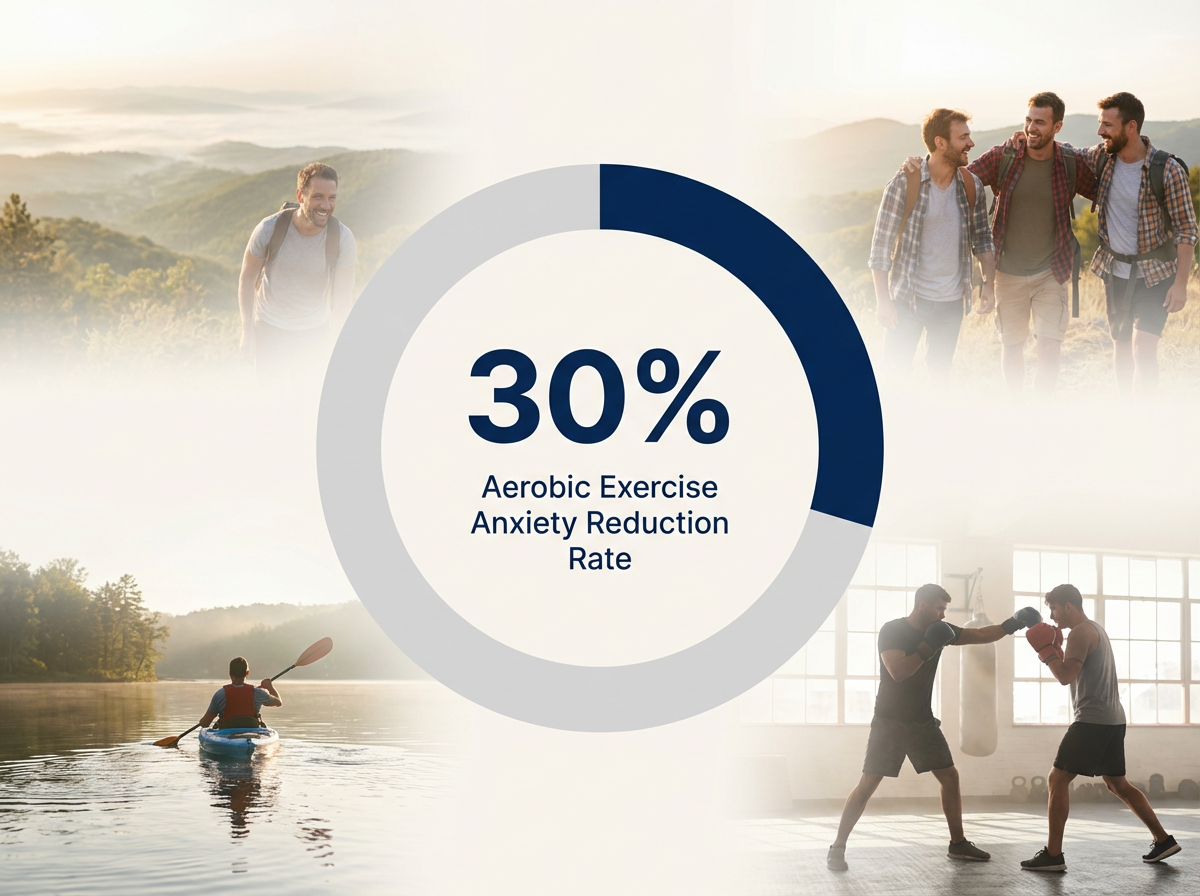 Infographic showing Anxiety Reduction Rate from Aerobic Exercise: 30%