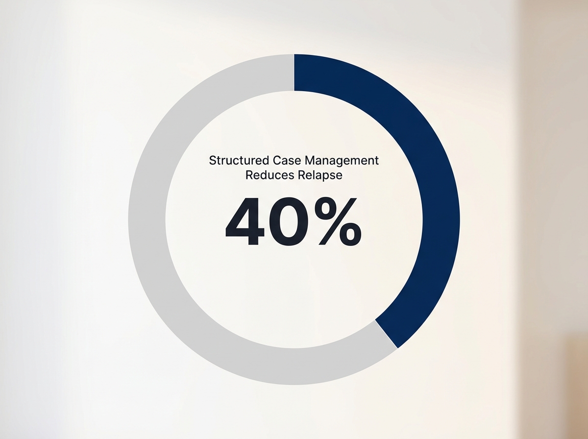 Infographic showing Reduction in Relapse Risk with Structured Case Management: 40%
