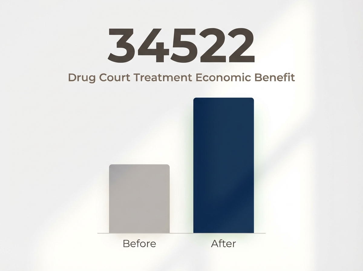Infographic showing Net Economic Benefit of Drug Court Treatment: $34522