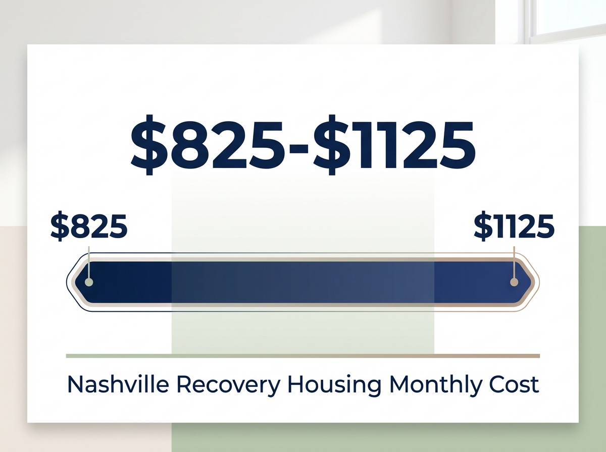 Infographic showing Monthly Cost of Recovery Housing in Nashville Area: $825-$1125
