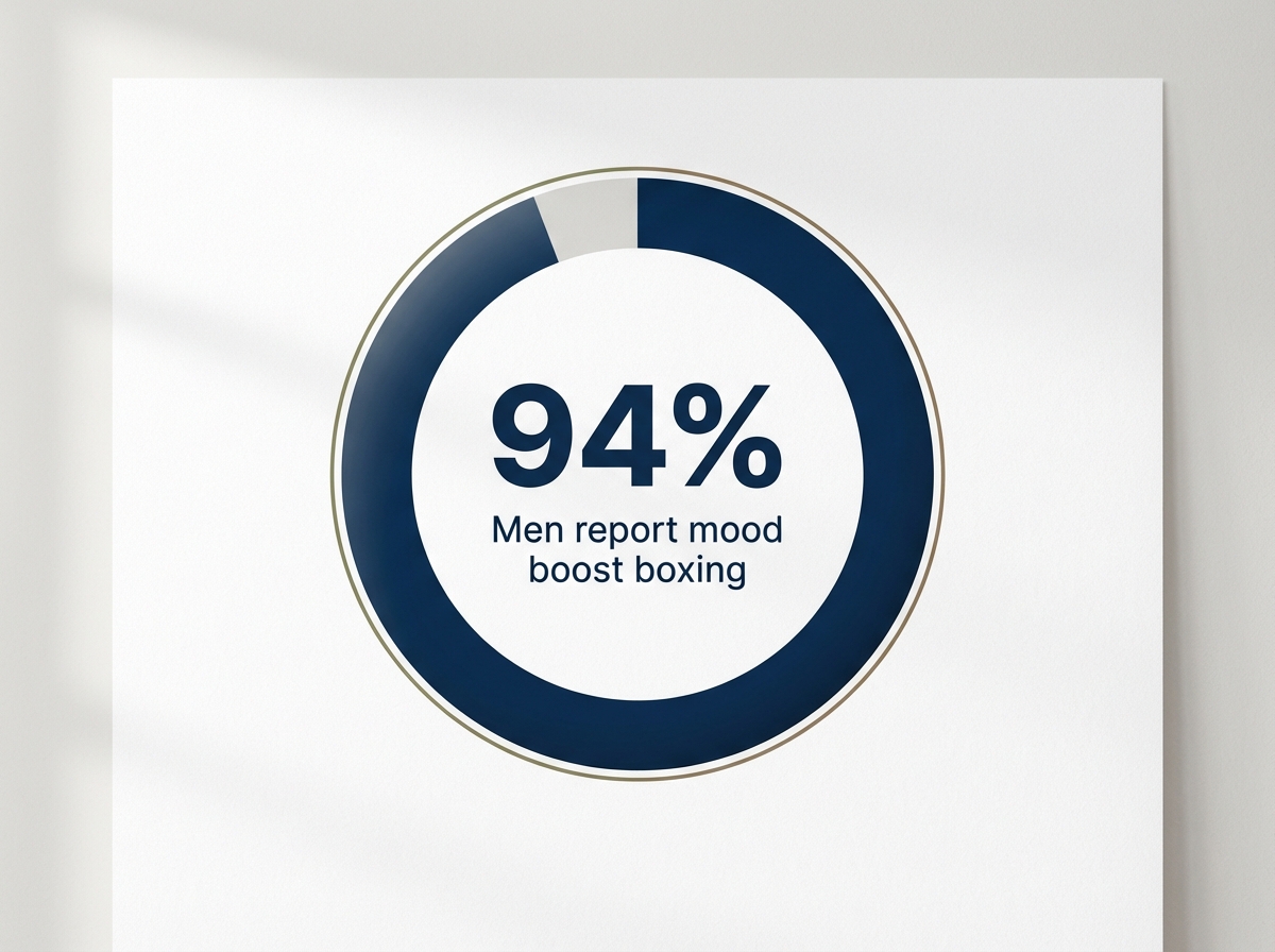 Infographic showing Men Reporting Major Mood Improvements from Boxing Therapy: 94%
