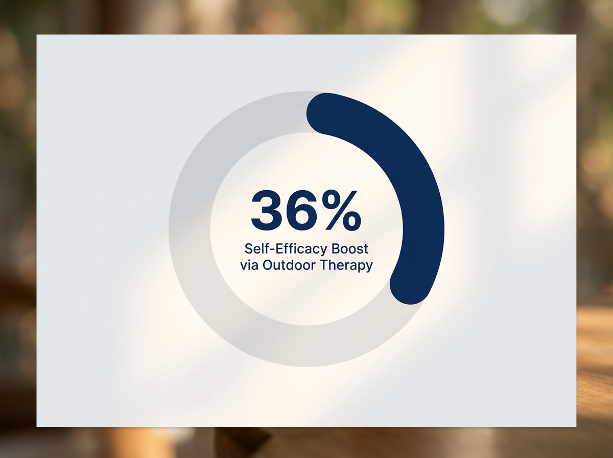 Infographic showing Improvement in Self-Efficacy from Outdoor Adventure Therapy: 36%