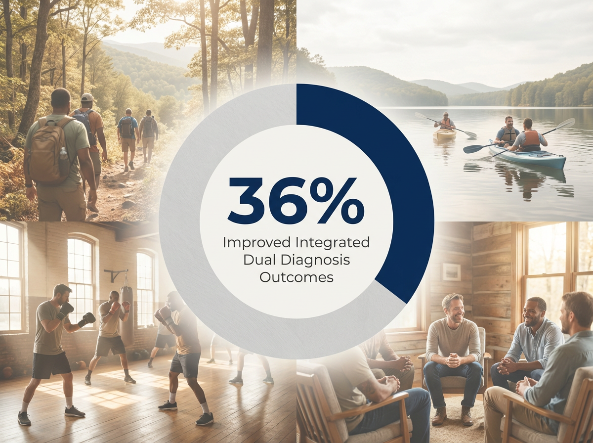 Infographic showing Better Outcomes in Integrated Dual Diagnosis Treatment: 36%