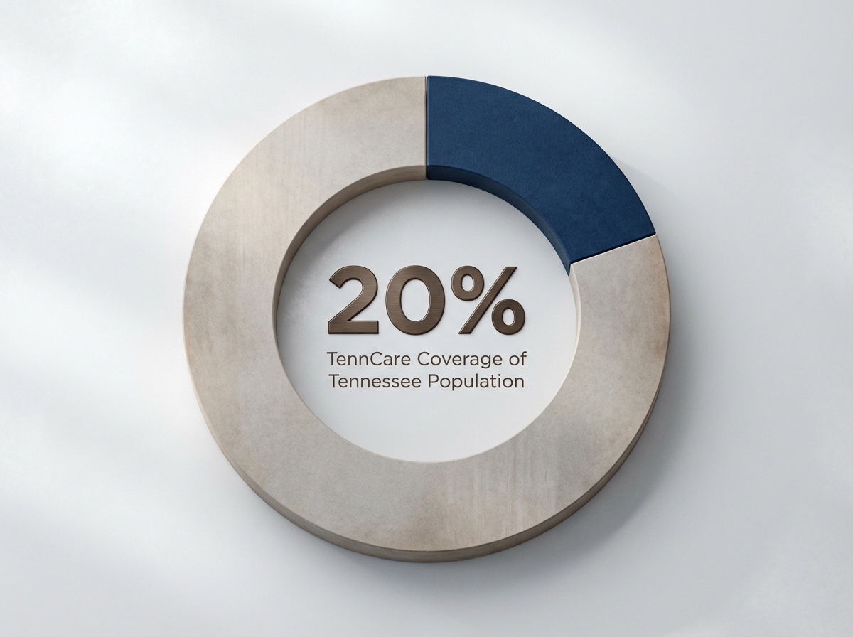 Infographic showing TennCare Coverage of Tennessee Population: 20%