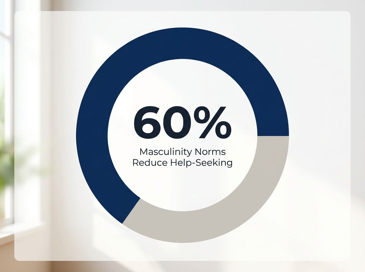 Infographic showing Reduction in Help-Seeking Likelihood Due to Masculinity Norms: 60%