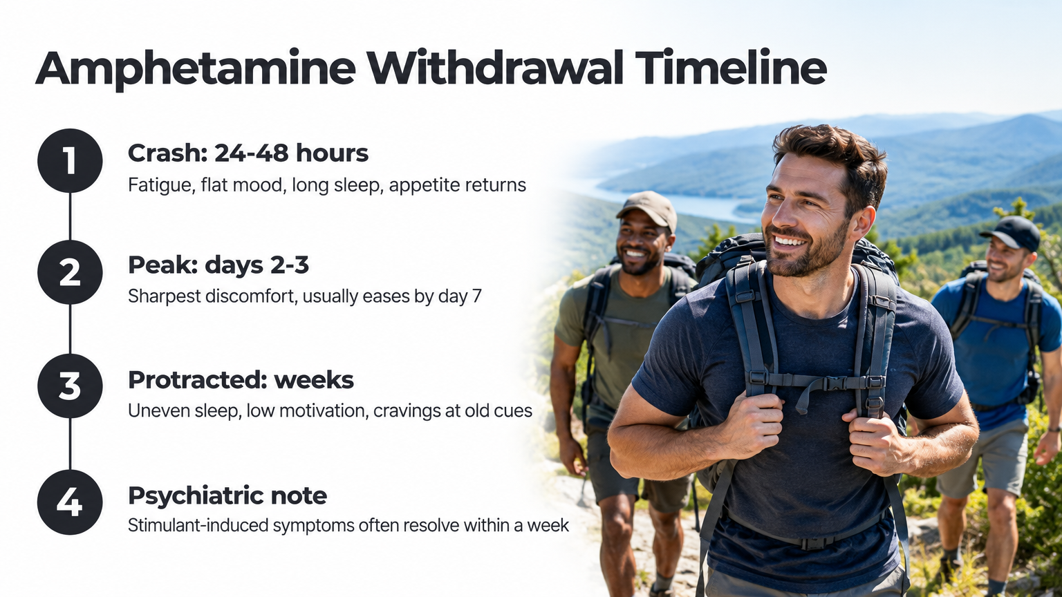Amphetamine withdrawal timeline infographic for Adderall detox in Tennessee