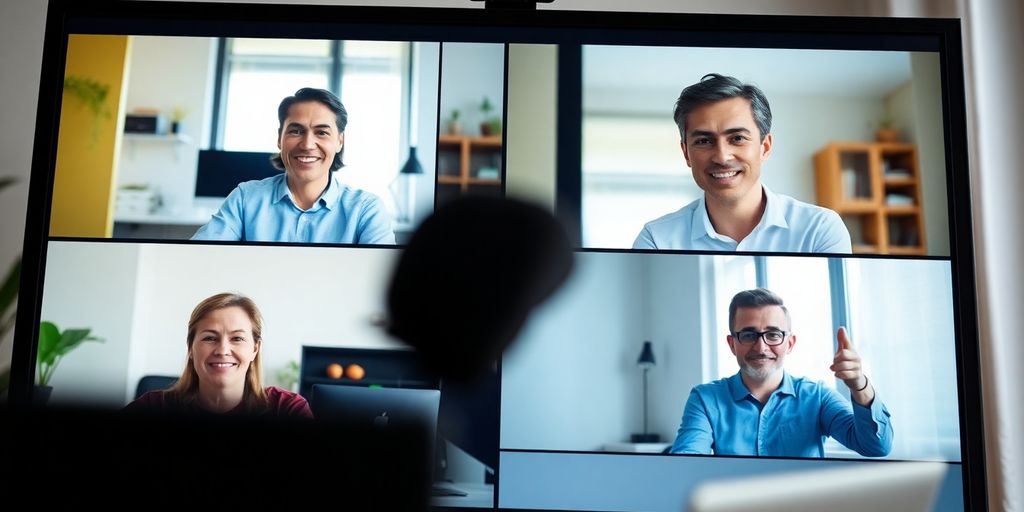 Diverse remote sales team collaborating virtually.