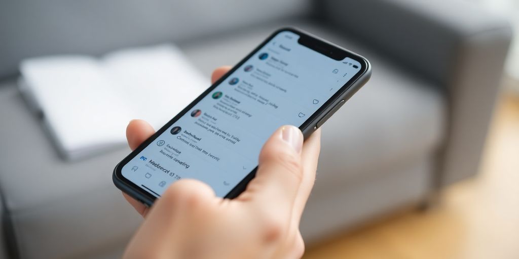 Smartphone screen with an email interface