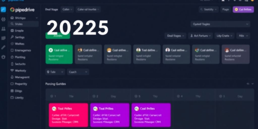 Pipedrive CRM dashboard with colorful deal stages.