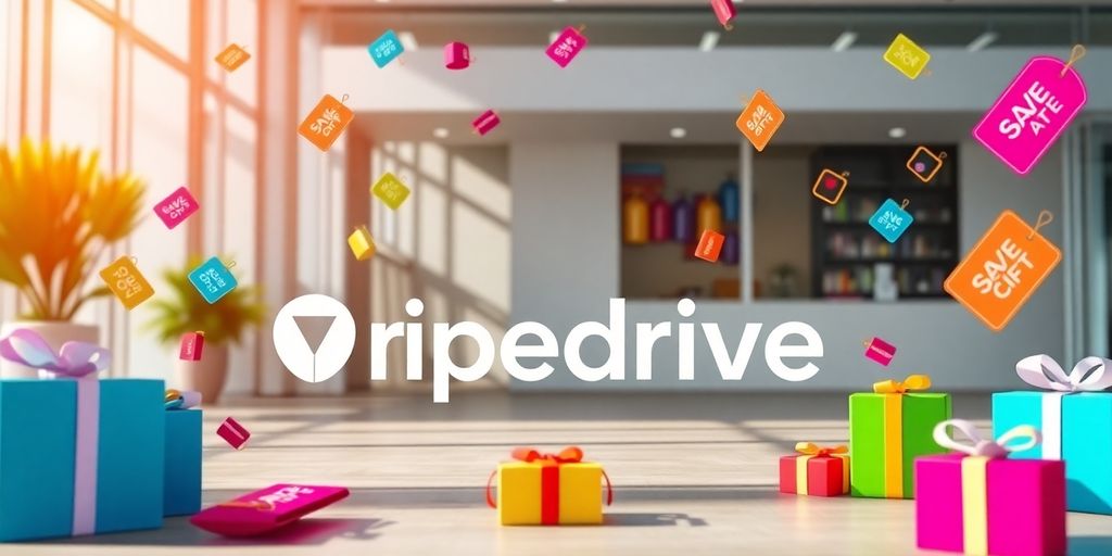 Pipedrive logo with discount tags.